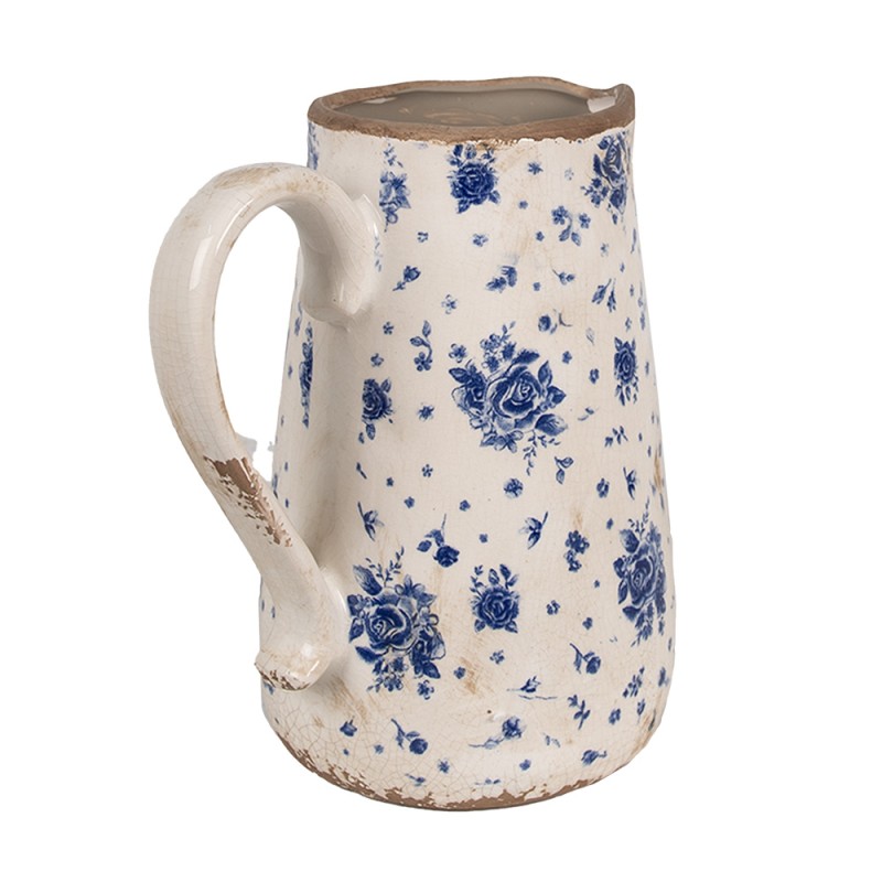 Clayre & Eef Decoration can 21x15x23 cm Beige Blue Ceramic Roses