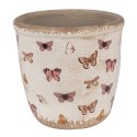 Clayre & Eef Fioriera Ø 15x14 cm Beige Rosa  Ceramica Farfalle