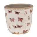 Clayre & Eef Blumentopf Ø 13x12 cm Beige Rosa Keramik Schmetterlinge