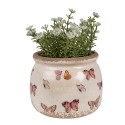 Clayre & Eef Planter Ø 12x10 cm Beige Pink Ceramic Butterflies