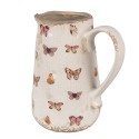 Clayre & Eef Decoration can 16x12x18 cm Beige Pink Ceramic Butterflies