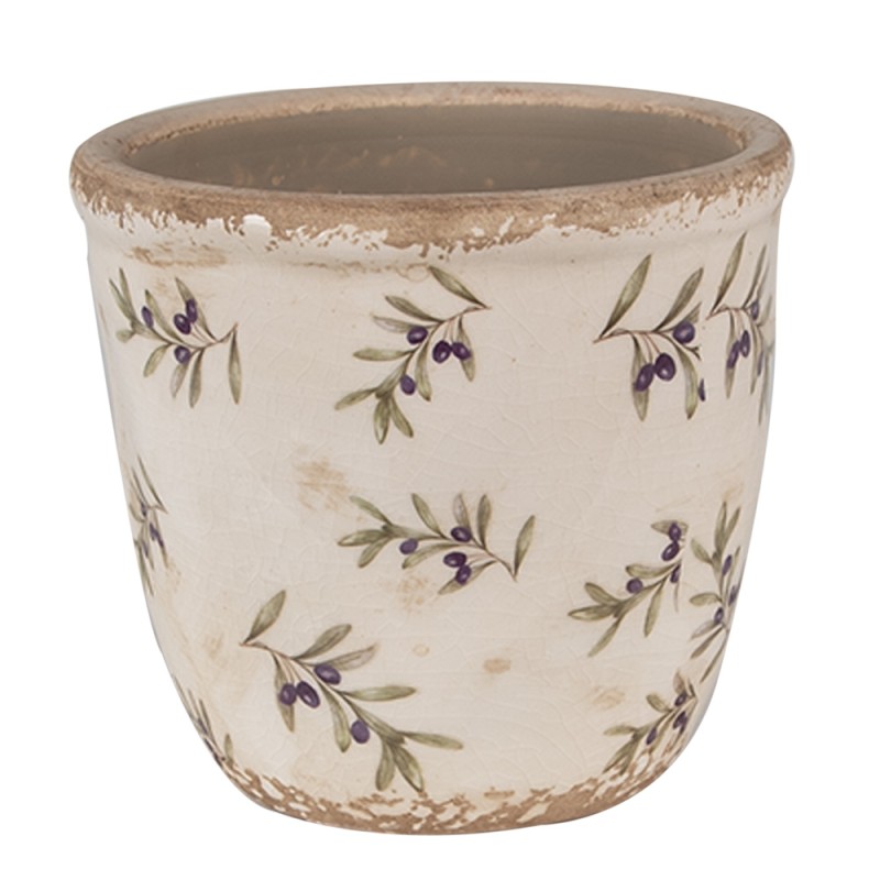 Clayre & Eef Fioriera Ø 11x10 cm Beige Blu  Ceramica Olive