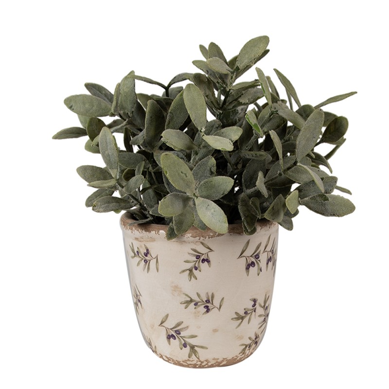 Clayre & Eef Fioriera Ø 11x10 cm Beige Blu  Ceramica Olive