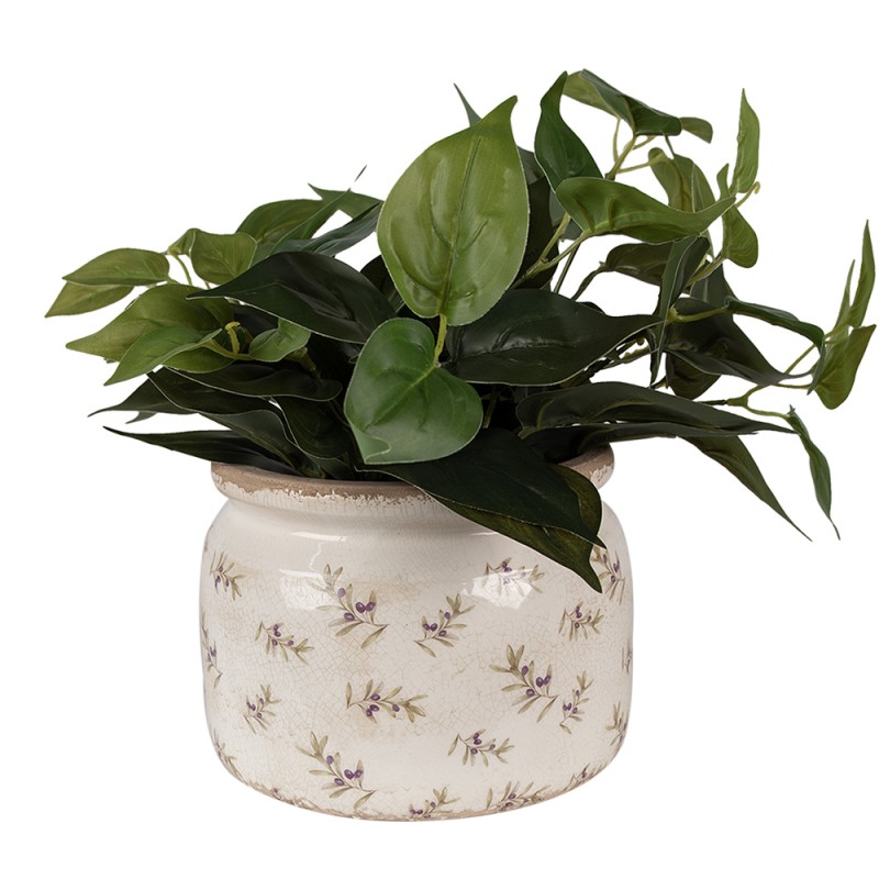 Clayre & Eef Fioriera Ø 20x15 cm Beige Blu  Ceramica Olive