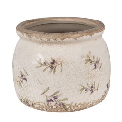 Clayre & Eef Planter Ø 16x13 cm Beige Blue Ceramic Olives