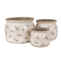Clayre & Eef Pot de fleurs d'intérieur Ø 12x10 cm Beige Bleu Céramique Olives