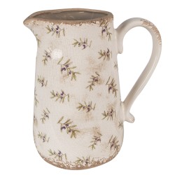 Clayre & Eef Decoratie Kan  21x15x23 cm Beige Blauw Keramiek Olijven