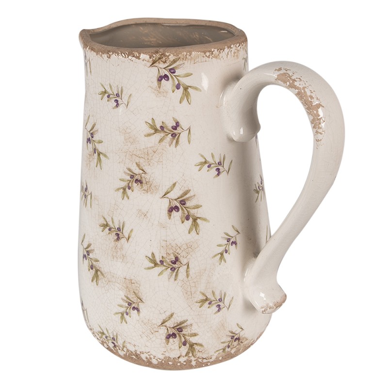 Clayre & Eef Decoratie Kan  21x15x23 cm Beige Blauw Keramiek Olijven