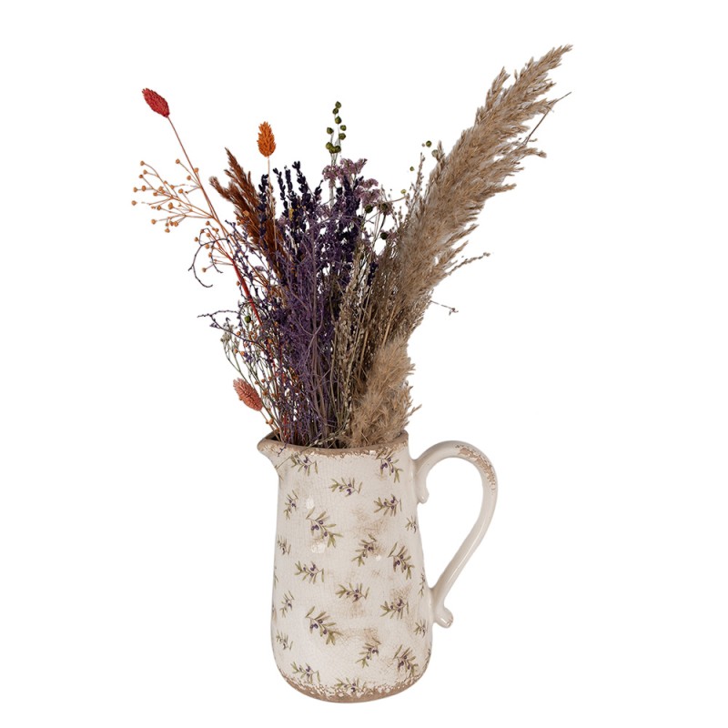 Clayre & Eef Decoratie Kan  21x15x23 cm Beige Blauw Keramiek Olijven
