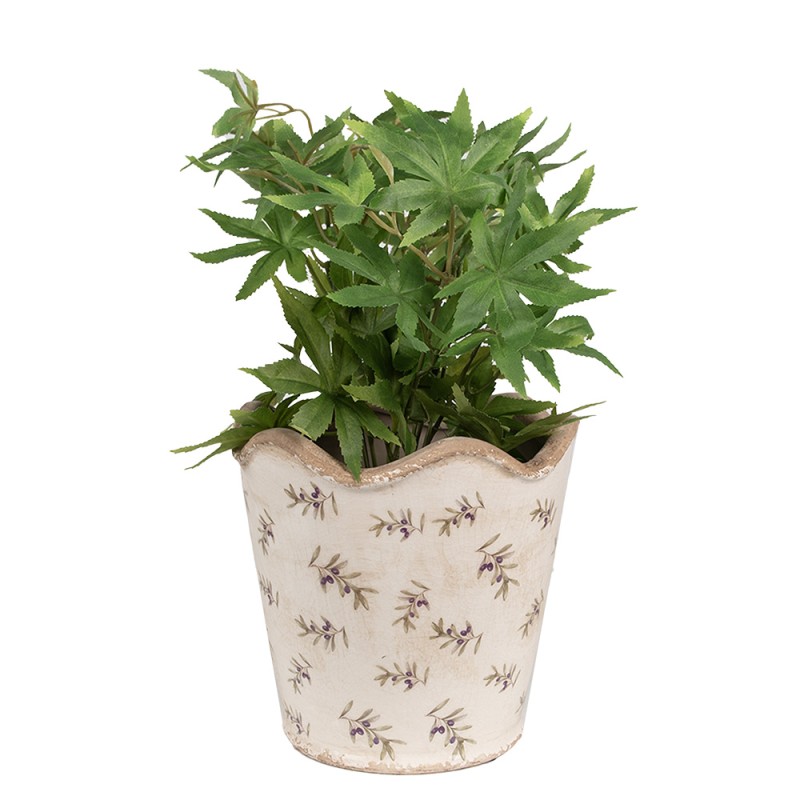 Clayre & Eef Indoor Planter Ø 19x18 cm Beige Blue Ceramic Olives