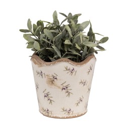 Clayre & Eef Indoor Planter Ø 16x15 cm Beige Blue Ceramic Olives