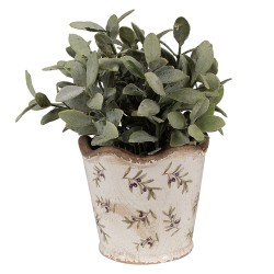 Clayre & Eef Planter Ø 13x12 cm Beige Blue Ceramic Olives