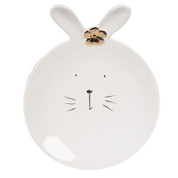 Clayre & Eef Piatto per la colazione Coniglio Ø 15 cm Bianco Ceramica