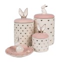 Clayre & Eef Barattolo di stoccaggio Coniglio Ø 13x30 cm Rosa Bianco Ceramica Cuoricini