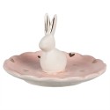 Clayre & Eef Scodella Coniglio Ø 14x9 cm Rosa Ceramica Cuoricini