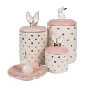 Clayre & Eef Voorraadpot  Ø 11x20 cm Wit Roze Keramiek Hartjes