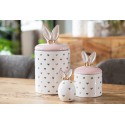 Clayre & Eef Voorraadpot  Ø 11x20 cm Wit Roze Keramiek Hartjes