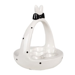 Clayre & Eef Egg Bowl Ø 16x19 cm White Black Ceramic