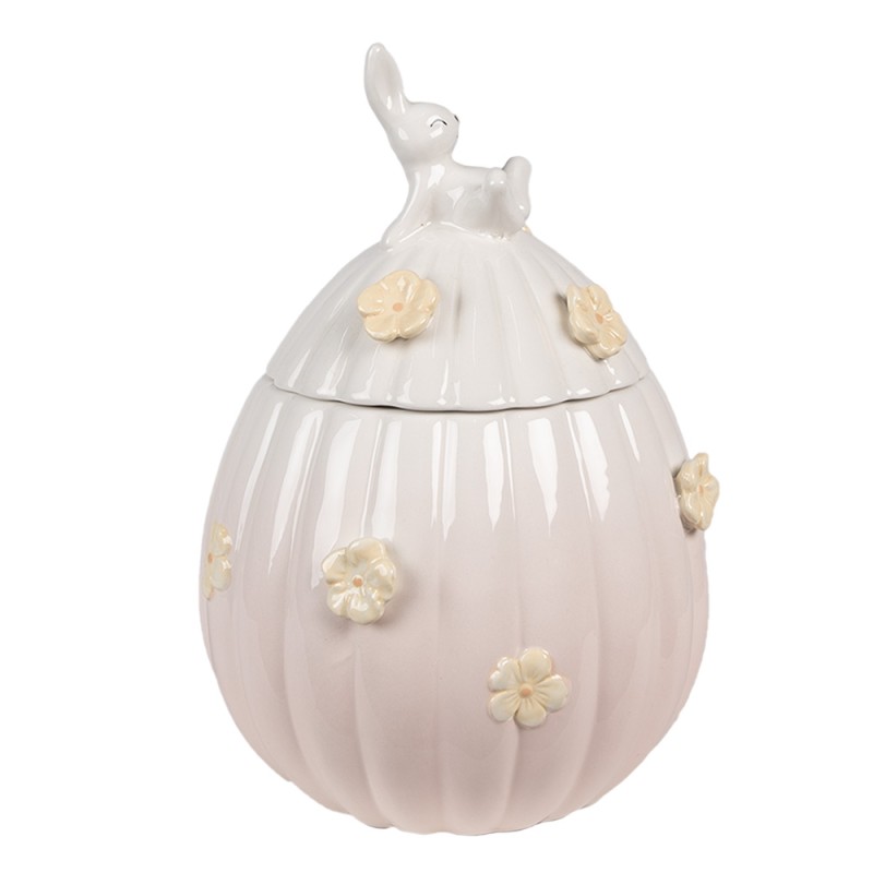 Clayre & Eef Pot de stockage Œuf Ø 16x23 cm Rose Céramique Ovale