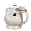 Clayre & Eef Mug Rabbit 450 ml White Pink Ceramic Round