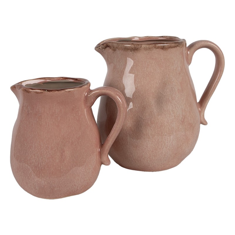 Clayre & Eef Decoration can 21x16x20 cm Pink Ceramic