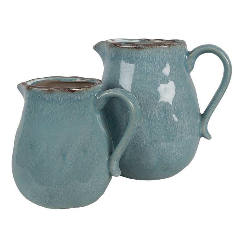 Clayre & Eef Decoratie Kan  17x13x15 cm Blauw Keramiek
