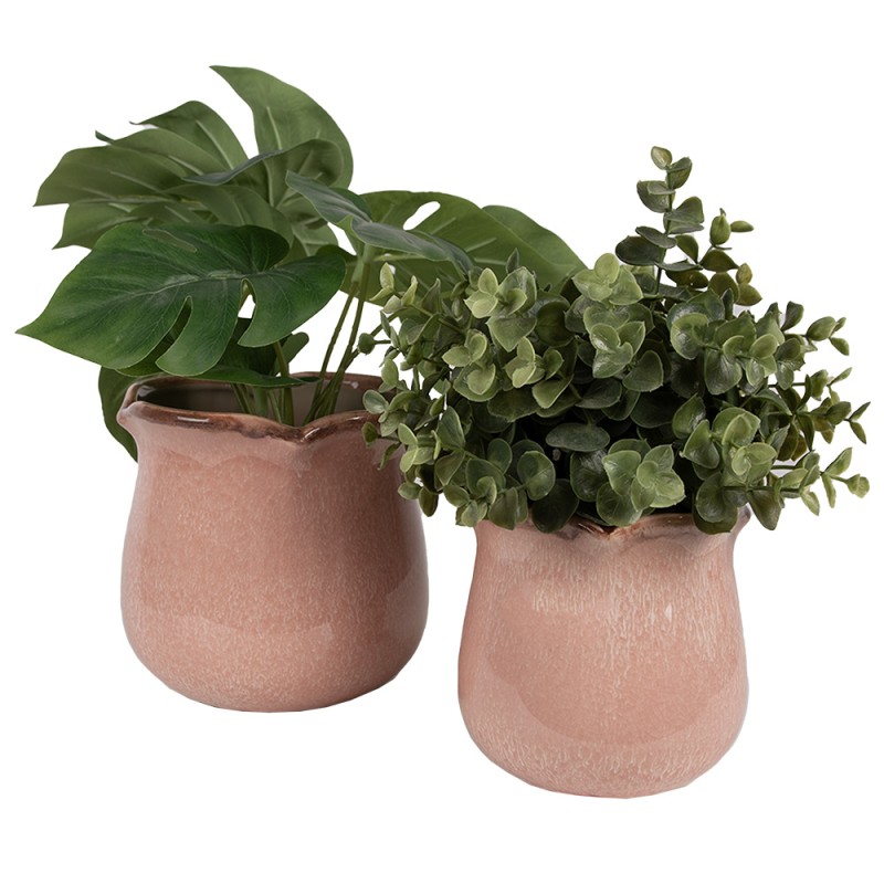 Clayre & Eef Fioriera per interni Ø 16x15 cm Rosa Ceramica