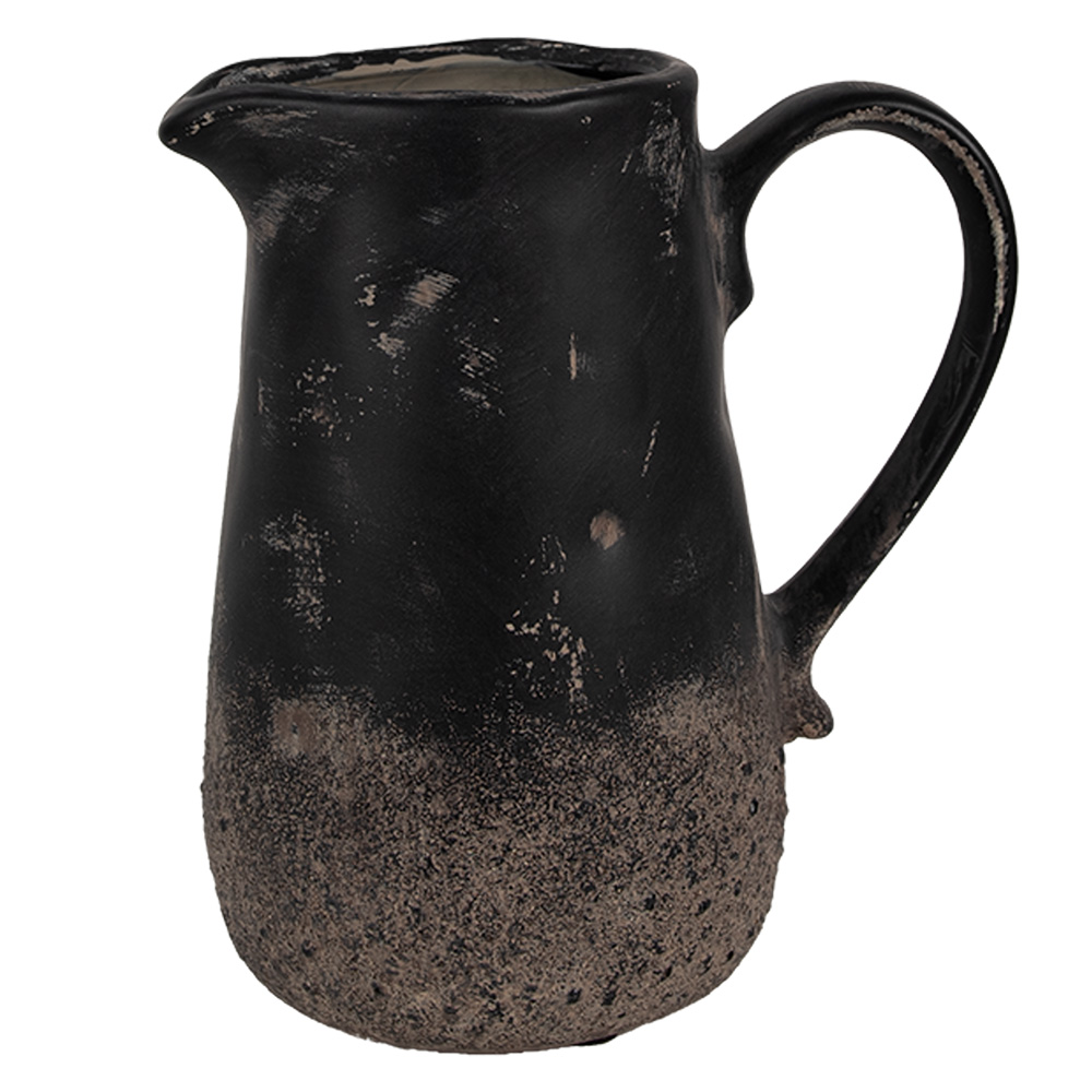 Clayre&Eef Decoratie Kan 16x12x18 cm Zwart Bruin Keramiek afbeelding