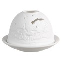 Clayre & Eef Waxinelichthouder Ø 12x8 cm Wit Porselein Winter