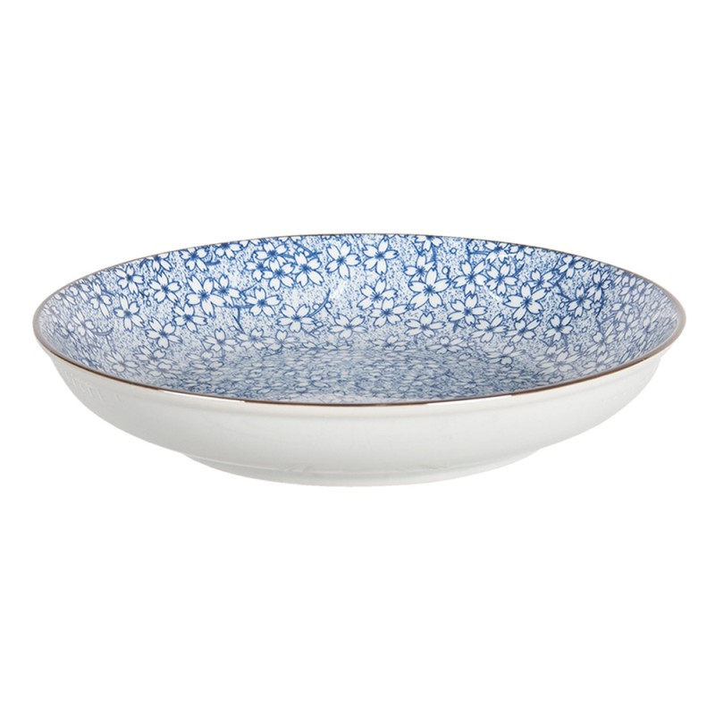 Clayre & Eef Suppenteller Ø 20x4 cm Blau Keramik Rund Blumen