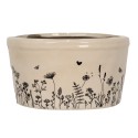 Clayre & Eef Planter Ø 16x9 cm Beige Black Ceramic Flowers