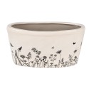 Clayre & Eef Planter 27x13x14 cm Beige Black Ceramic Oval Flowers