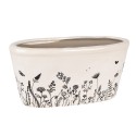 Clayre & Eef Planter 23x11x11 cm Beige Black Ceramic Oval Flowers
