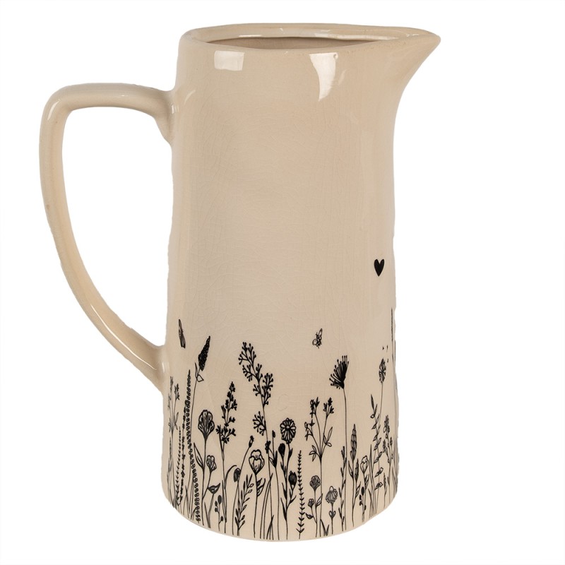 Clayre & Eef Decoration can 21x14x26 cm Beige Black Ceramic