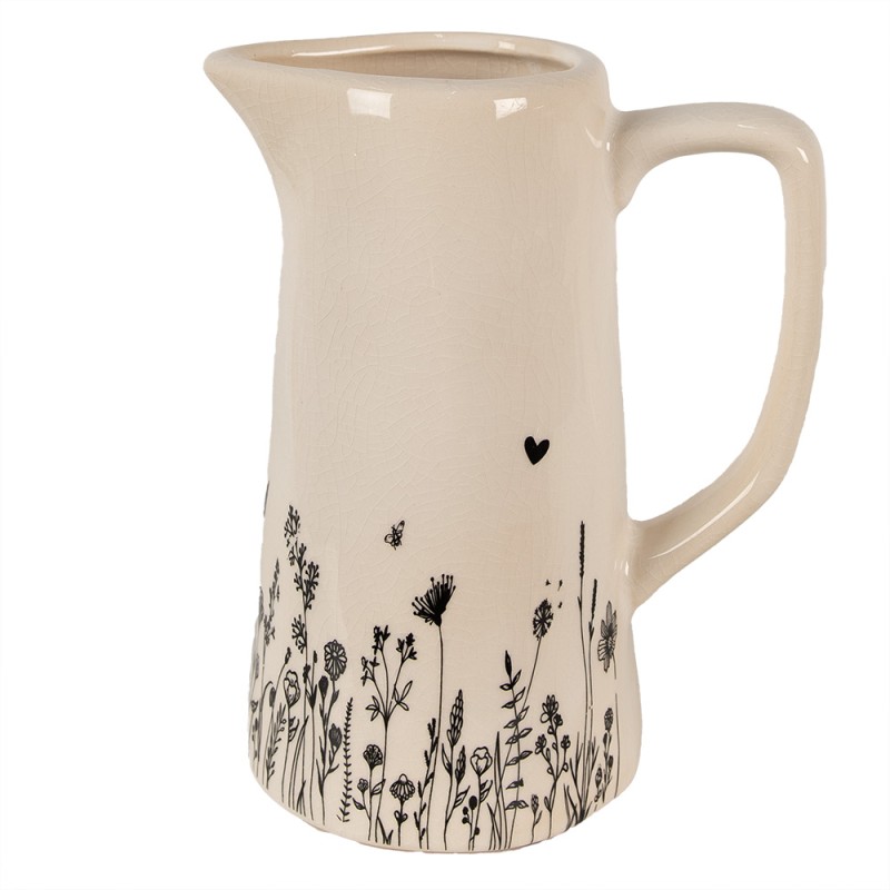 Clayre & Eef Decoratie Kan  16x11x20 cm Beige Zwart Keramiek