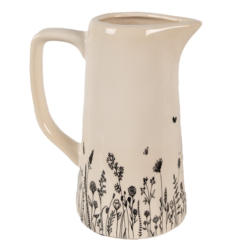 Clayre & Eef Decoratie Kan  16x11x20 cm Beige Zwart Keramiek