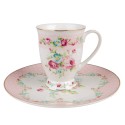 Clayre & Eef Mok  300 ml Wit Roze Porselein Bloemen