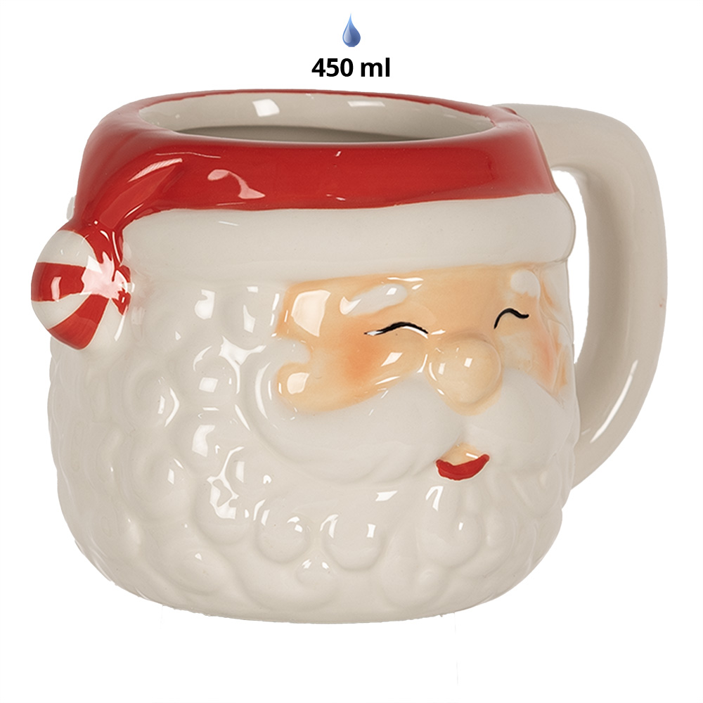 Mok Kerstman 450 Ml Wit Rood Keramiek-image