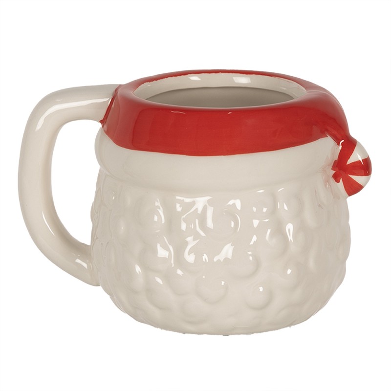 Clayre & Eef Tasse Weihnachtsmann 450 ml Weiß Rot Keramik