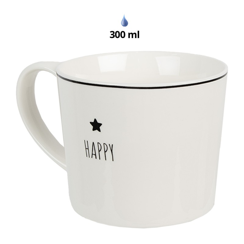 Clayre & Eef Tazza 275 ml Bianco Ceramica Stella Happy