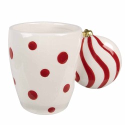 Clayre & Eef Tasse 350 ml Weiß Rot Keramik