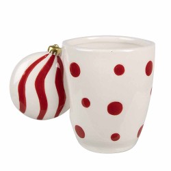 Clayre & Eef Tasse 350 ml Weiß Rot Keramik