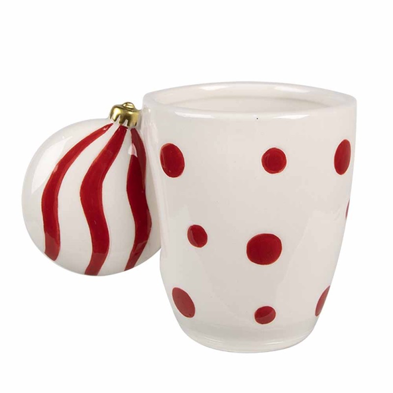 Clayre & Eef Tasse 350 ml Weiß Rot Keramik