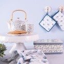 Clayre & Eef Teiera con infusore 700 ml Blu Ceramica Rotondo Fiori