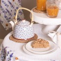 Clayre & Eef Theepot met Filter  700 ml Blauw Keramiek Rond Bloemen