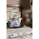 Clayre & Eef Theepot met Filter  800 ml Blauw Porselein Rond Bloemen