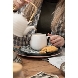 Clayre & Eef Teekanne mit Filter 800 ml Weiß Porzellan Rund