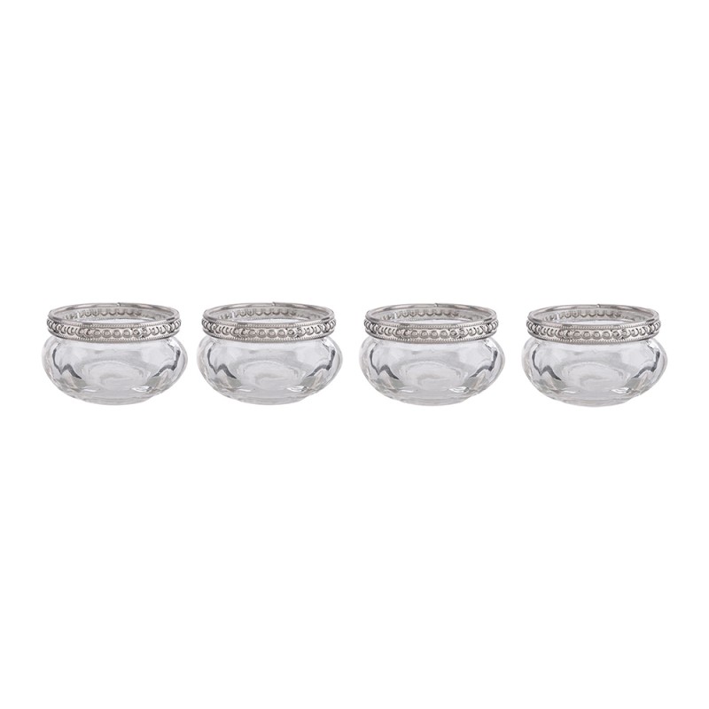 Clayre & Eef Porte-bougie set de 4 Ø 6x3 cm Verre Métal