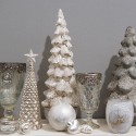 Clayre & Eef Theelichthouder  Ø 8x16 cm Zilverkleurig Glas Metaal
