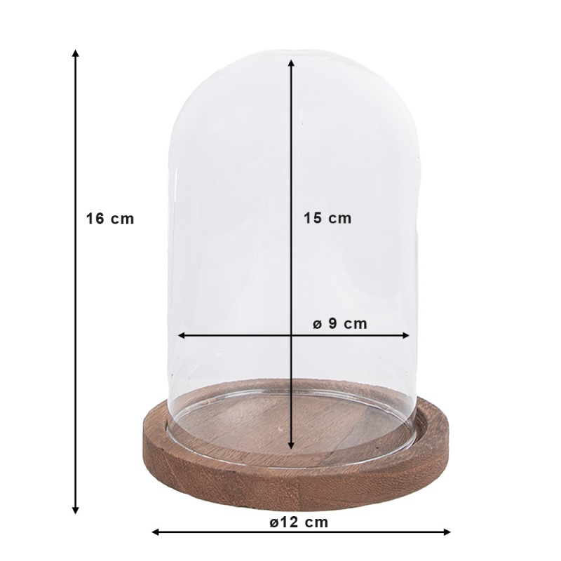 Clayre & Eef Cloche Ø 12x16 cm Transparent Verre Bois